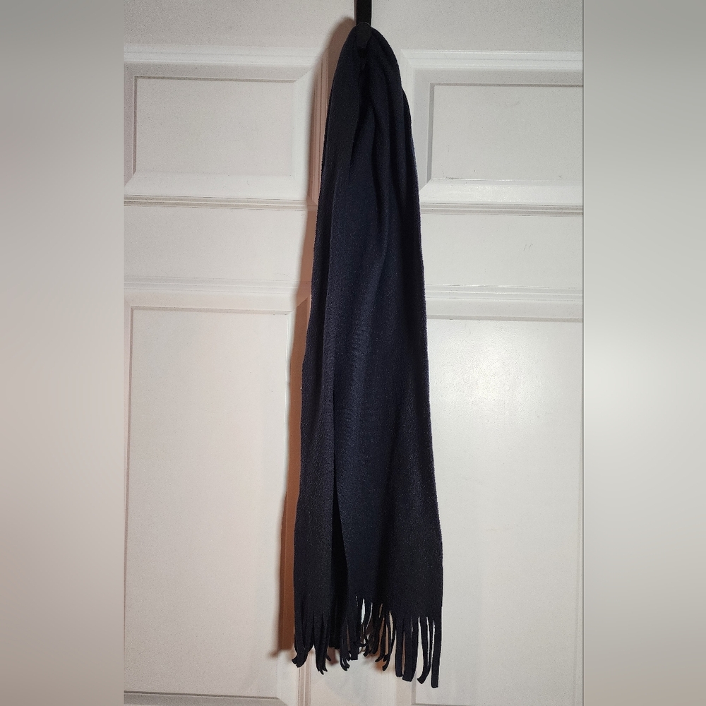 Navy Blue Lightweight Fleece Fringe Scarf